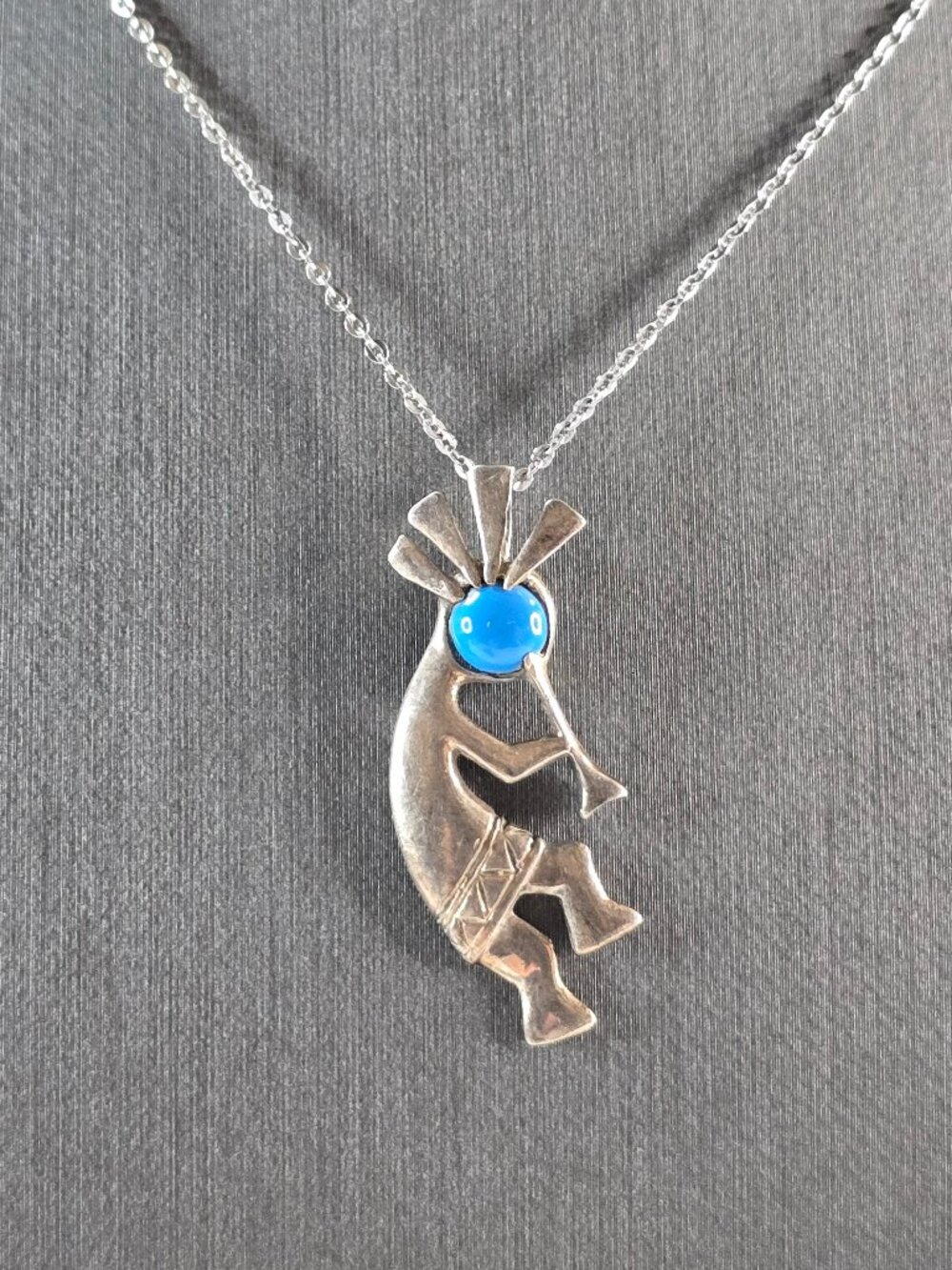 Vintage Estate Sterling Silver Southwestern Kokopelli Pendant Necklace 3.9g E690